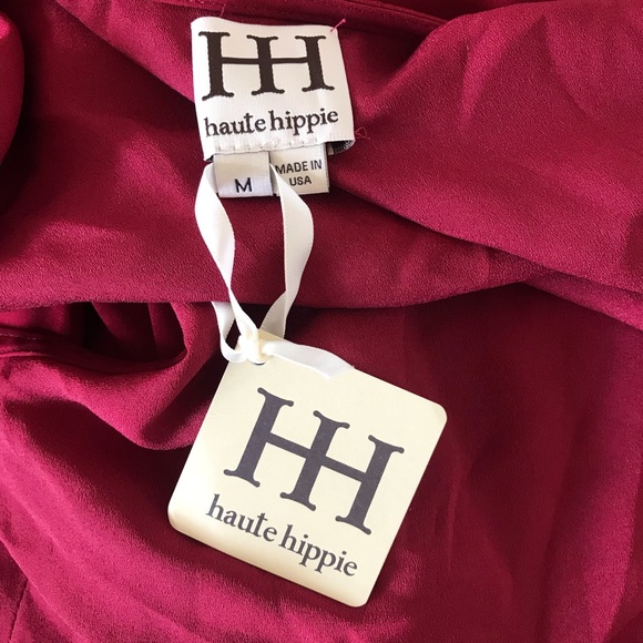 Haute Hippie Silk Bordeaux Wrap Dress - Picture 7 of 8